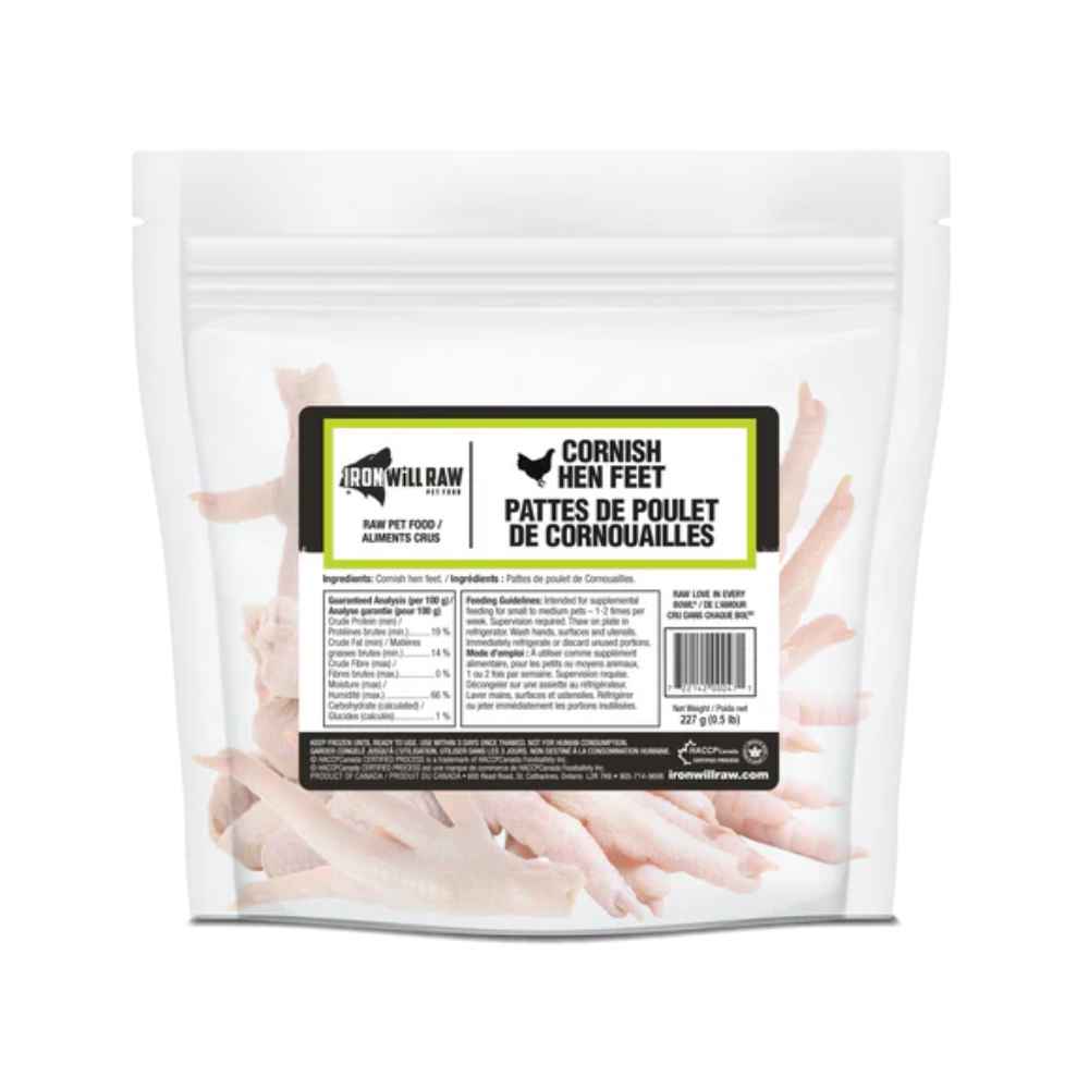 Iron Will Raw Cornish Hen Feet Bag Iron Will Raw, IWR, Raw, Recreational Bone, Bone, Chew, meal replacement, Chicken Feet, Feet
