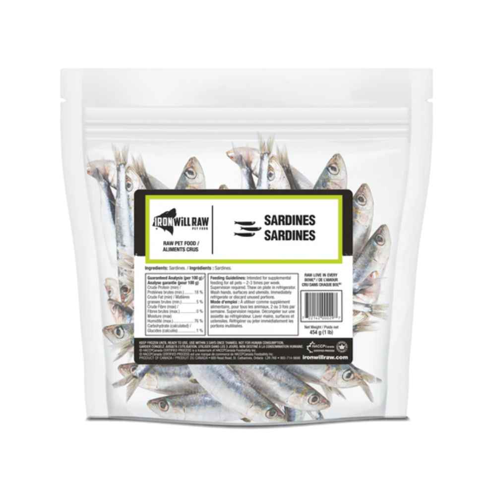 Iron Will Raw Sardines Bag Iron Will Raw, IWR, Raw, Recreational Bone, Bone, Chew, meal replacement, Sardine, Fish