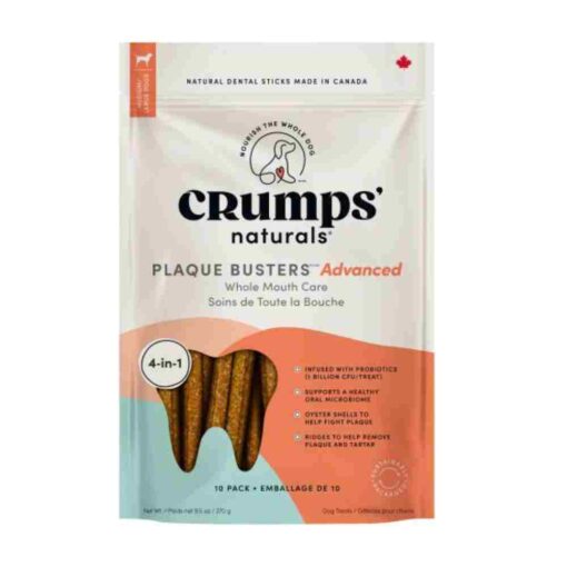 Crumps Plaque Busters Advanced Whole Mouth Care Dental Sticks With Probiotics Dog 10pc 7in 270g