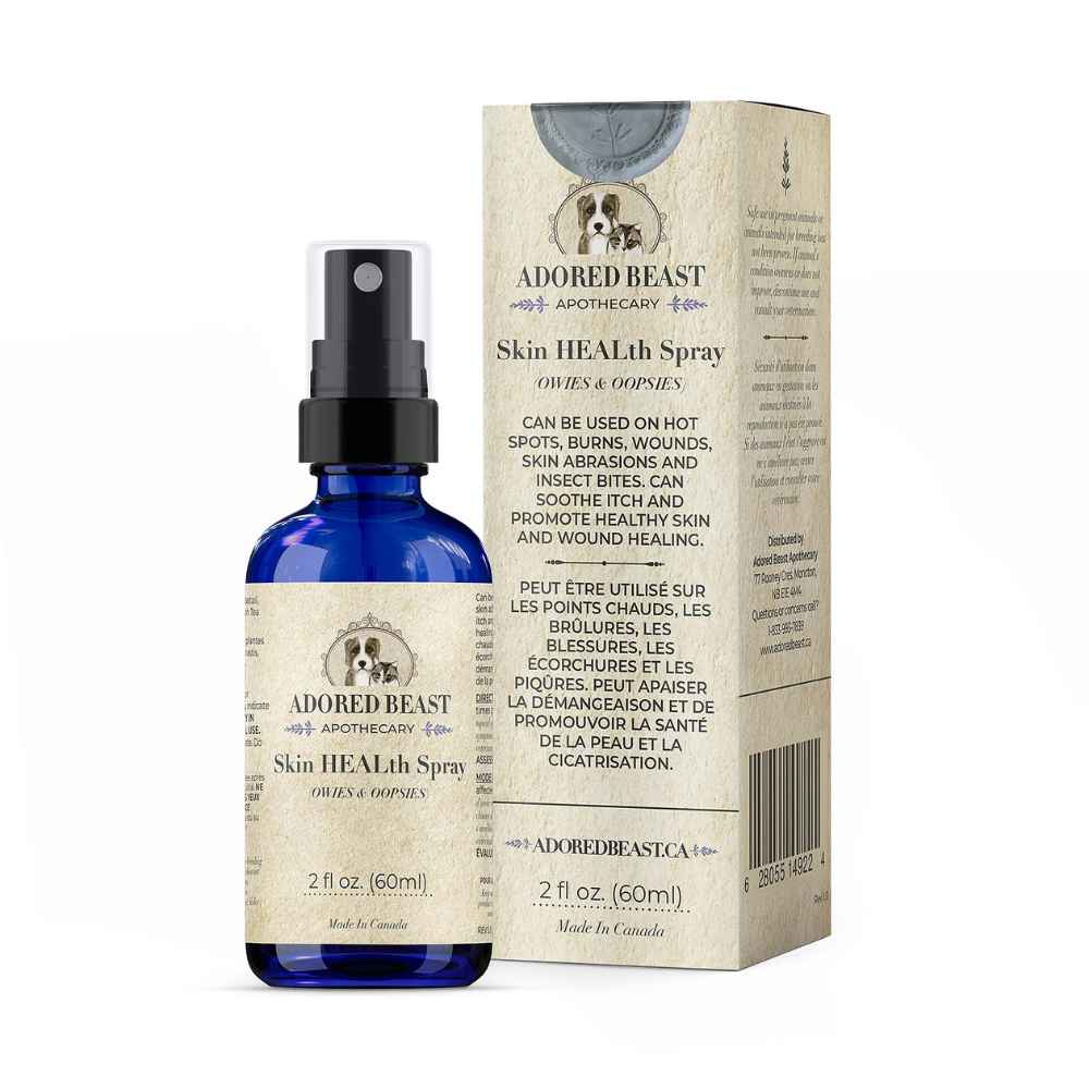 Skin HEALth Spray adored beast apothecary, skin health, wound, hotspot, bug bite, skin care, owies and oopsies, skin health spray