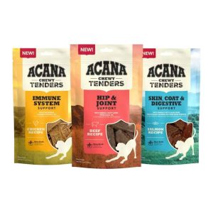 Acana Chewy Strips, Acana, Chewy, Treat, Dog Treat, Champion Pet Foods, Salmon Skin, Coat & Digestive, Chicken Immune, Beef Hip & Joint